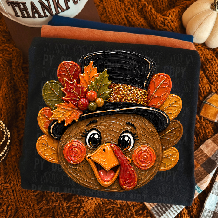 Turkey Faux Painted Thanksgiving DTF transfer mockup