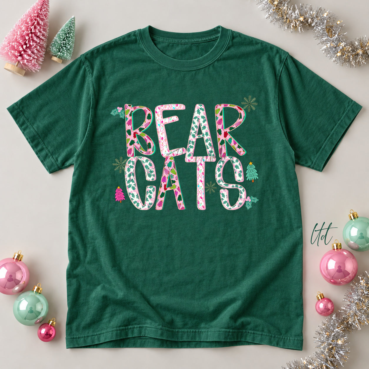 Twinkle Tinsel Mascots & Initials Bearcats design