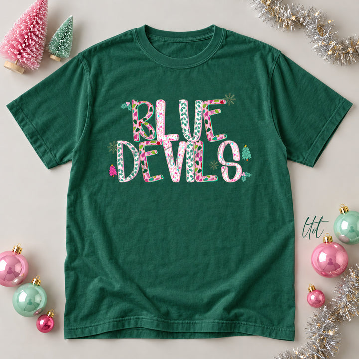 Blue Devils Twinkle Tinsel DTF transfer mockup