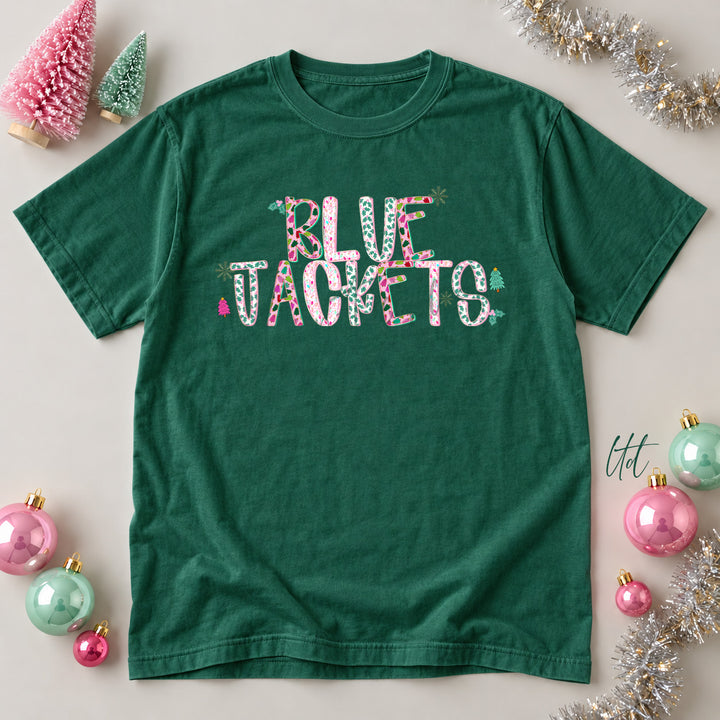 Blue Jackets Twinkle Tinsel DTF transfer mockup