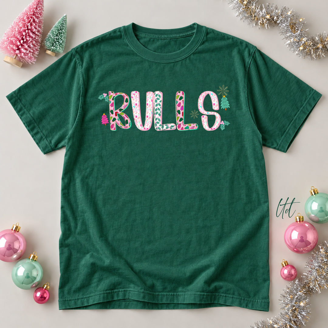 Bulls Twinkle Tinsel DTF transfer mockup