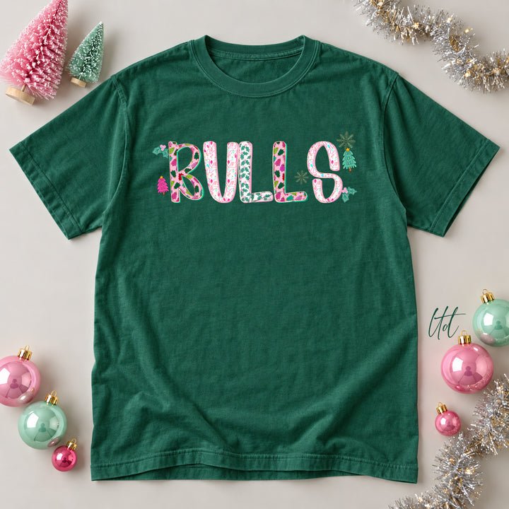 Bulls Twinkle Tinsel DTF transfer mockup