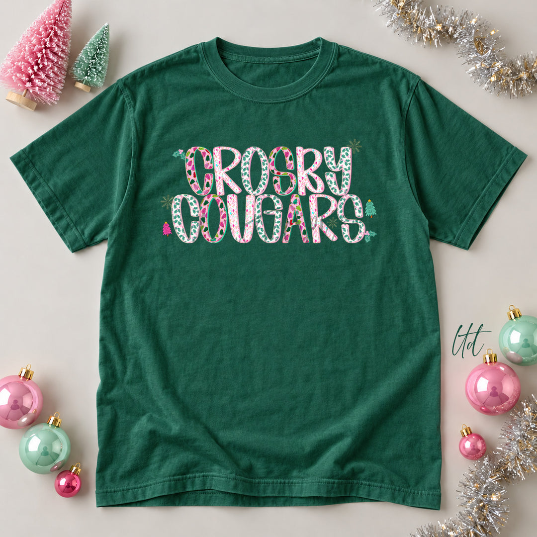 Crosby Cougars Twinkle Tinsel DTF transfer mockup