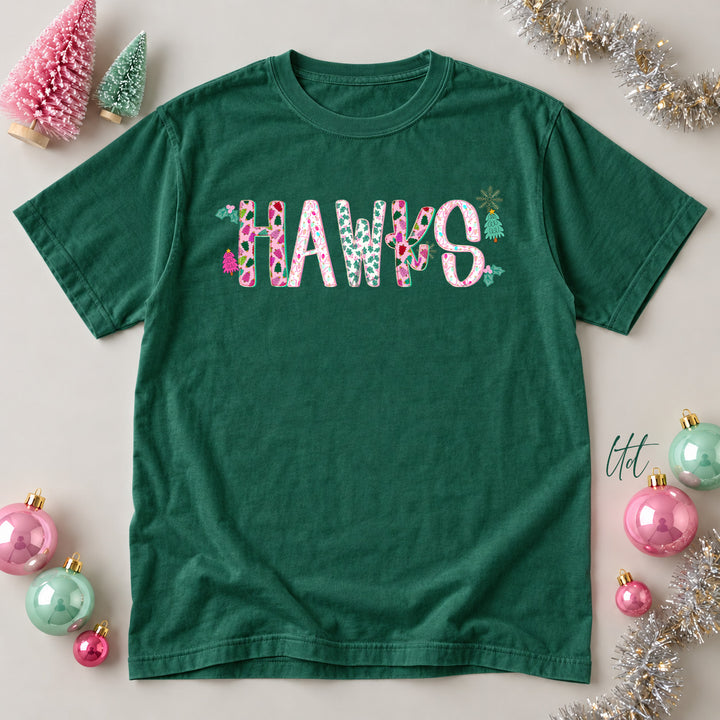 Hawks Twinkle Tinsel DTF transfer mockup