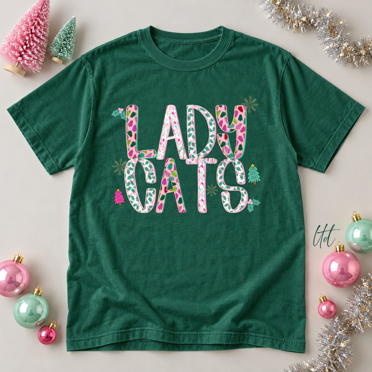 Twinkle Tinsel Mascots & Initials Lady Cats design