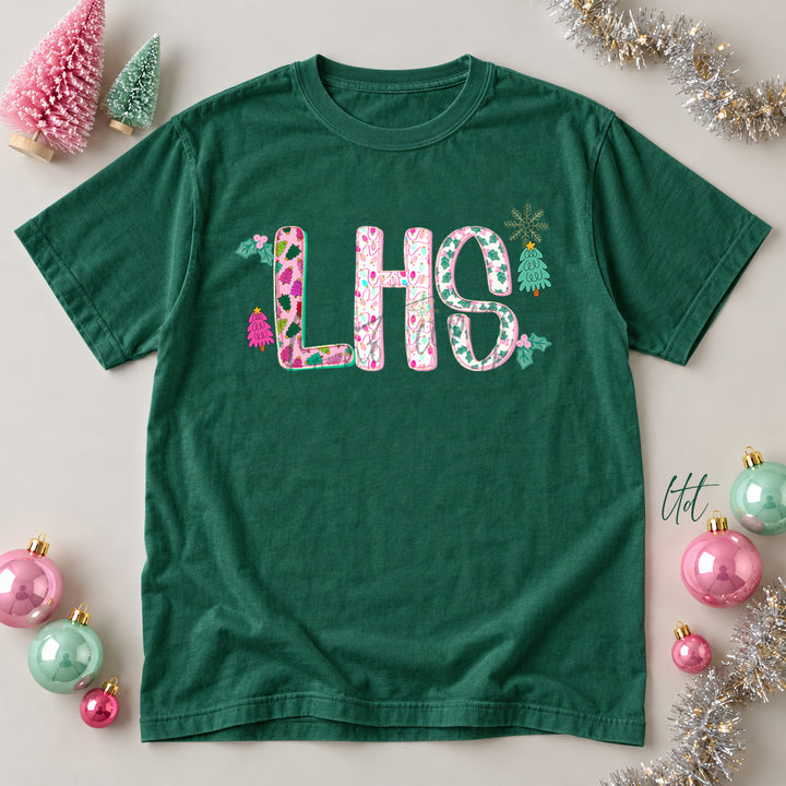 LHS Twinkle Tinsel DTF transfer mockup