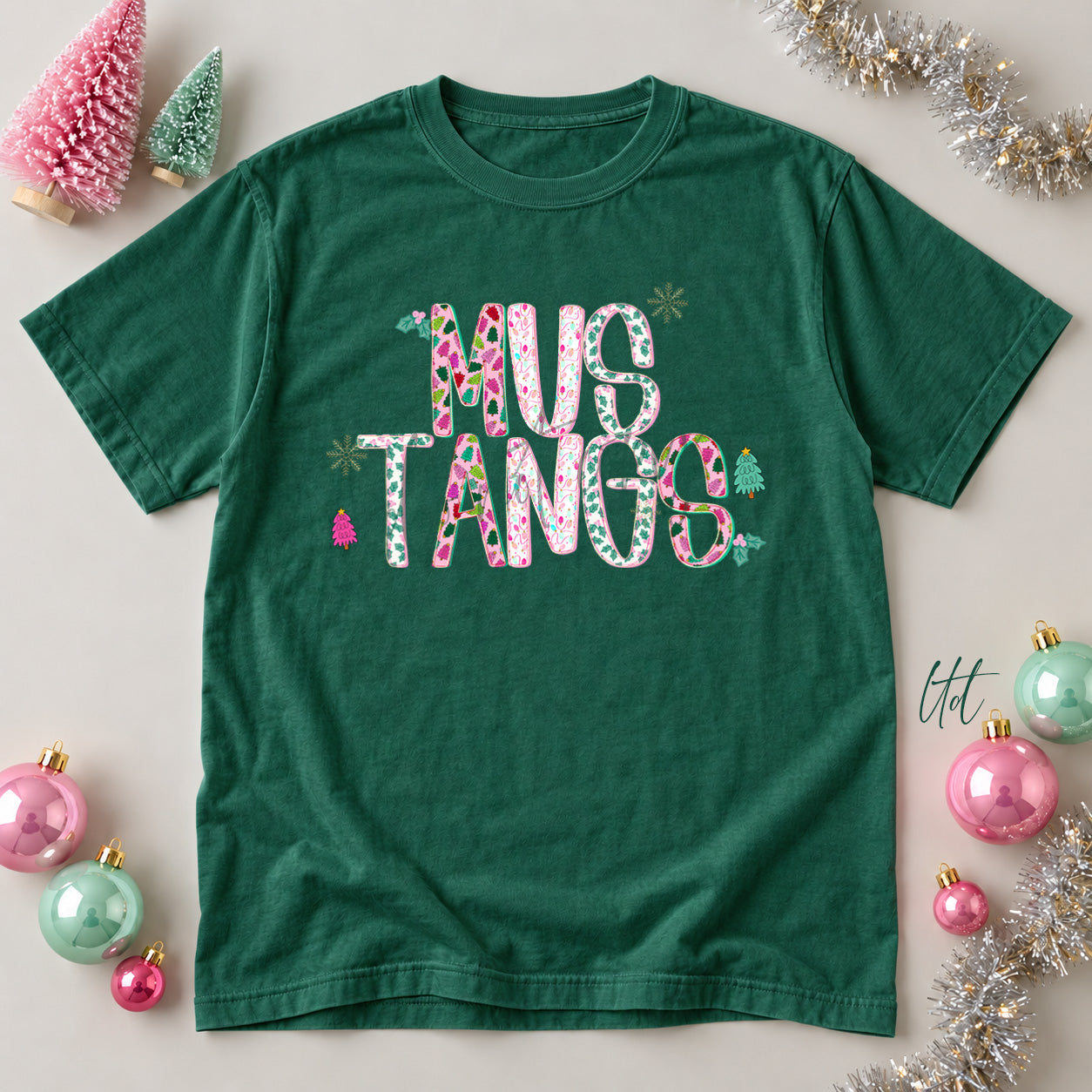Twinkle Tinsel Mascots & Initials Mustangs design
