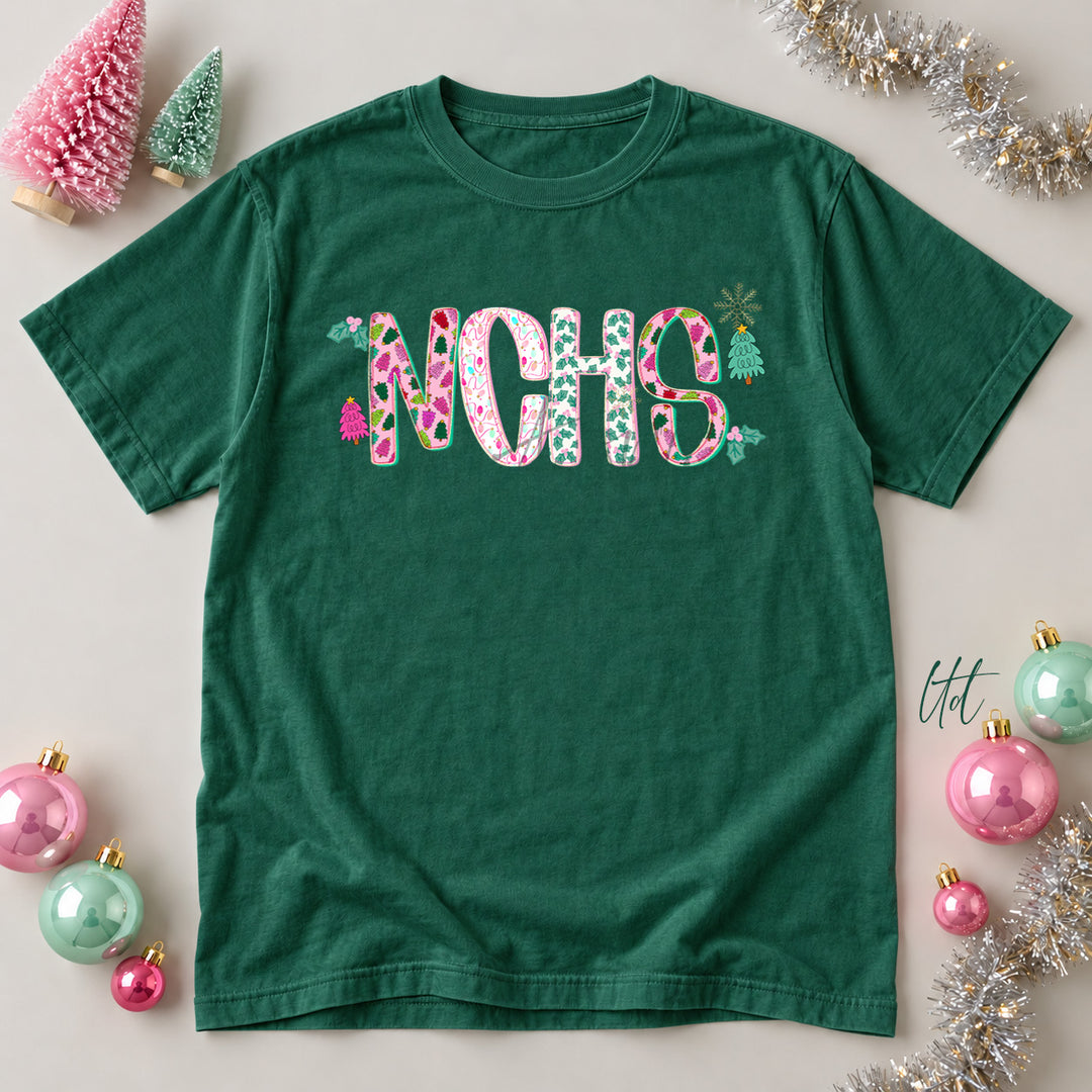 NCHS Twinkle Tinsel DTF transfer mockup