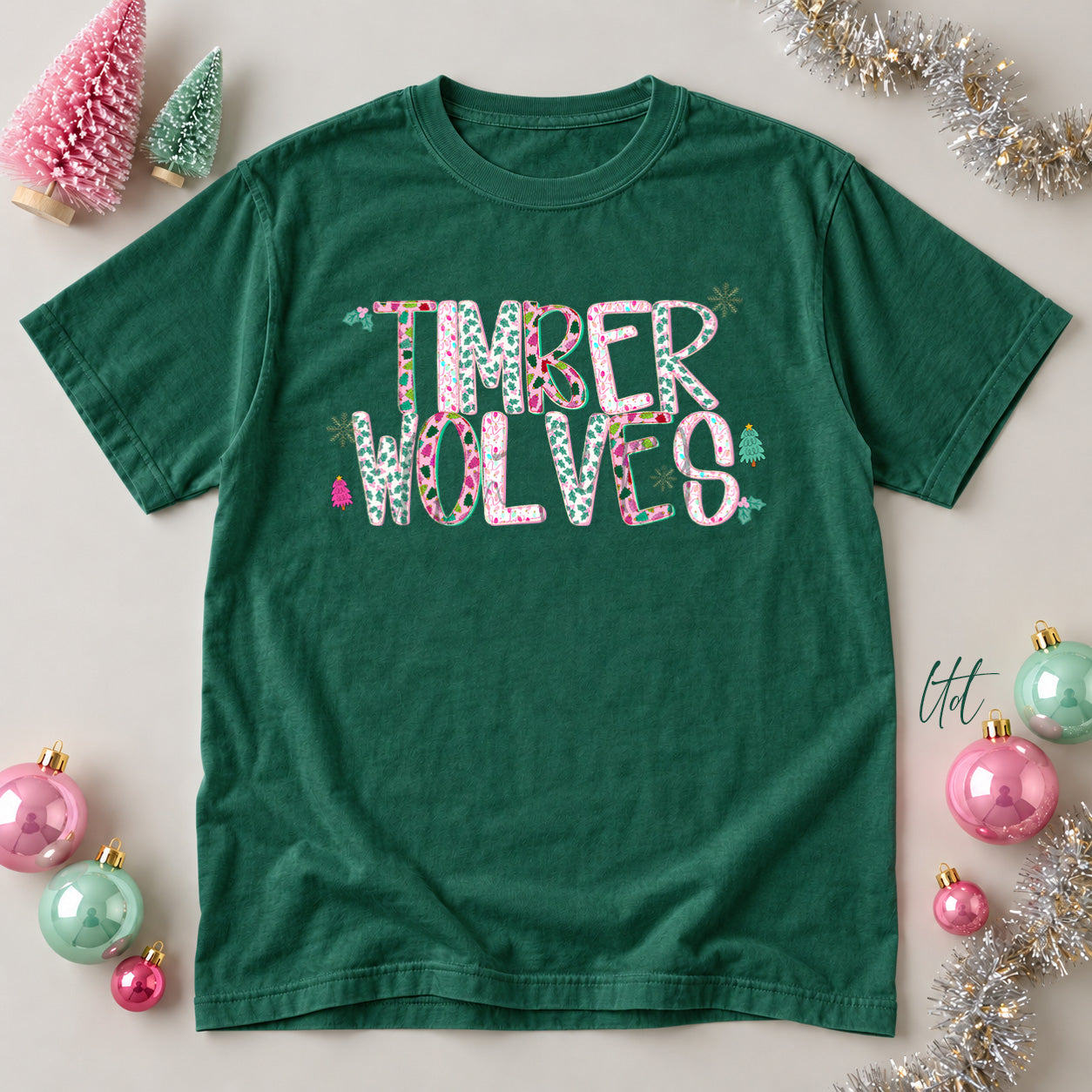 Twinkle Tinsel Mascots & Initials Timberwolves design
