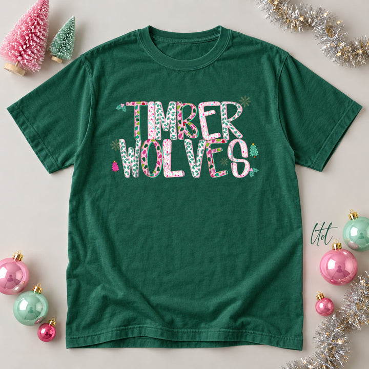 Timberwolves Twinkle Tinsel DTF transfer mockup