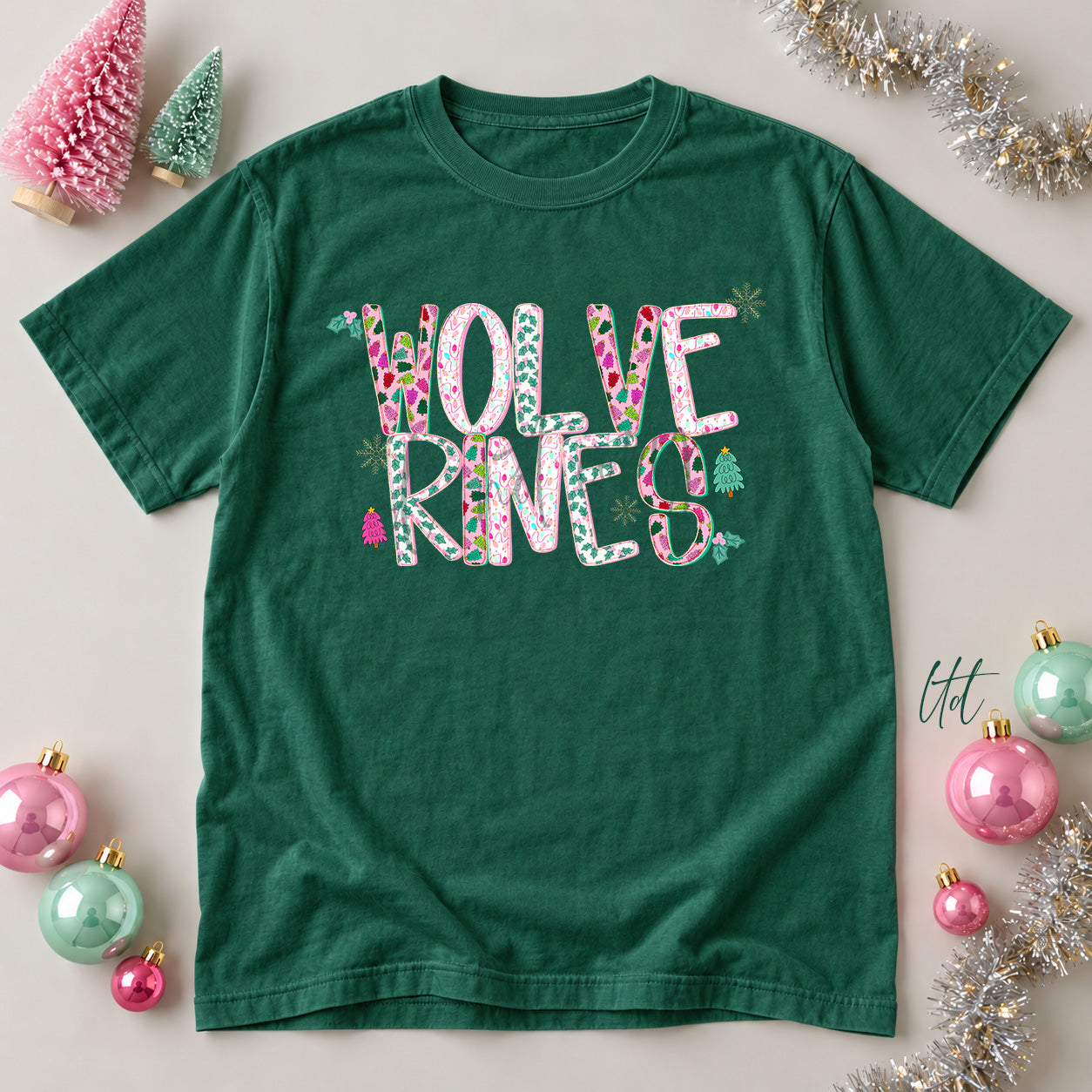 Twinkle Tinsel Mascots & Initials Wolverines design