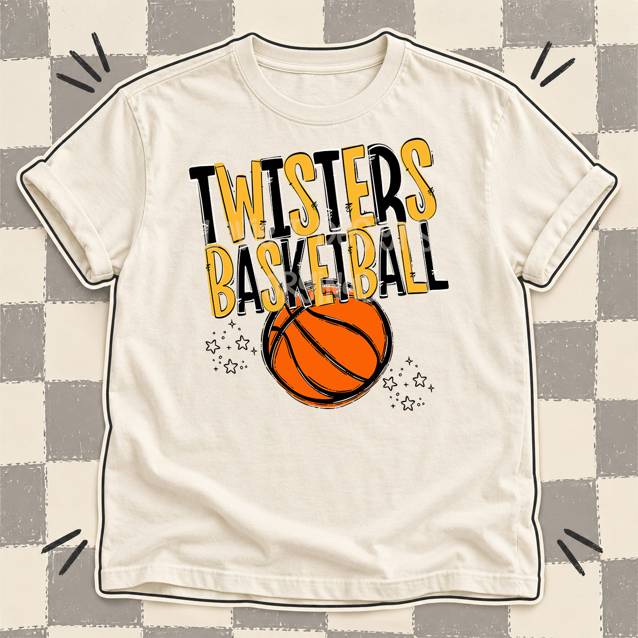 Team Go Basketball Mascots Twisters Black Yellow Gold design