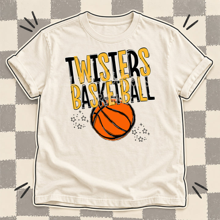 Twisters Black Yellow Gold Team Go Basketball Mascots DTF transfer