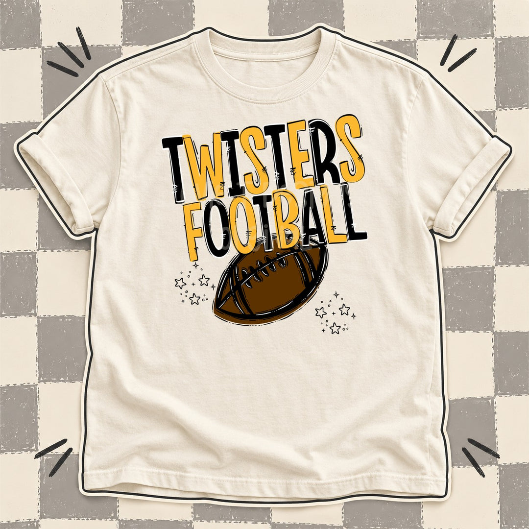 Twisters Black Yellow Gold Team Go Football Mascots DTF transfer mockup