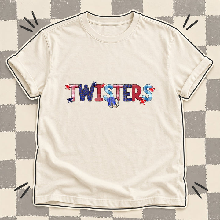 Twisters Mixed Doodle Baseball Mascots – Red and Royal DTF transfer mockup