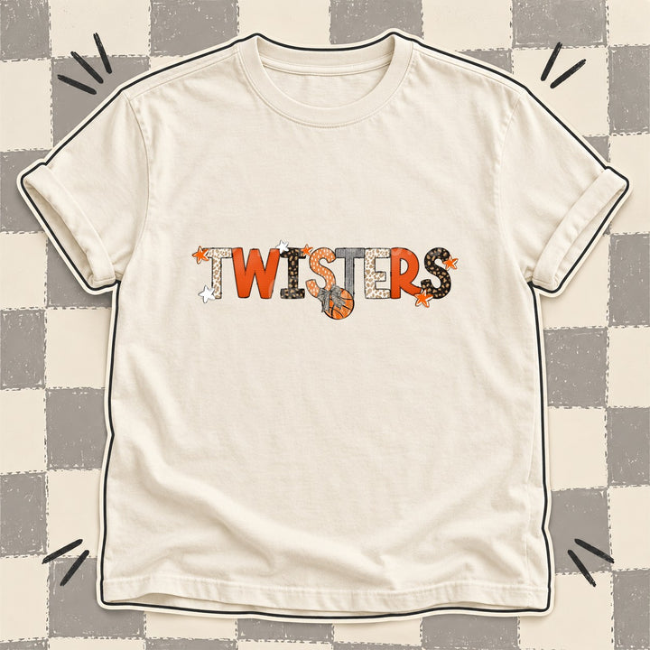 Twisters Mixed Doodle Basketball Mascots – Orange and Brown DTF transfer mockup