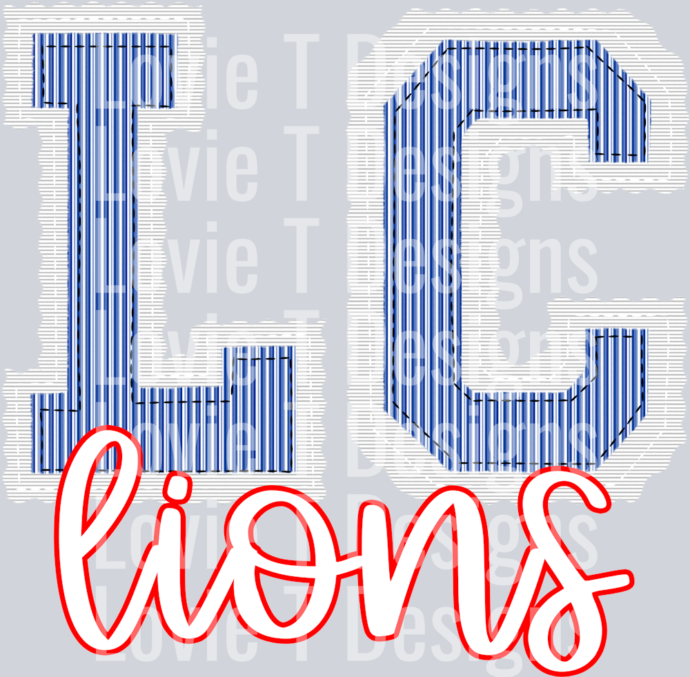 TWO INITIALS PREPSTER LC WHITE BASE ROYAL TOP LIONS RED