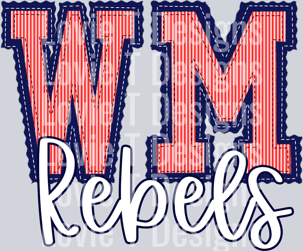 TWO INITIALS PREPSTER WM REBELS NAVY BASE RED TOP