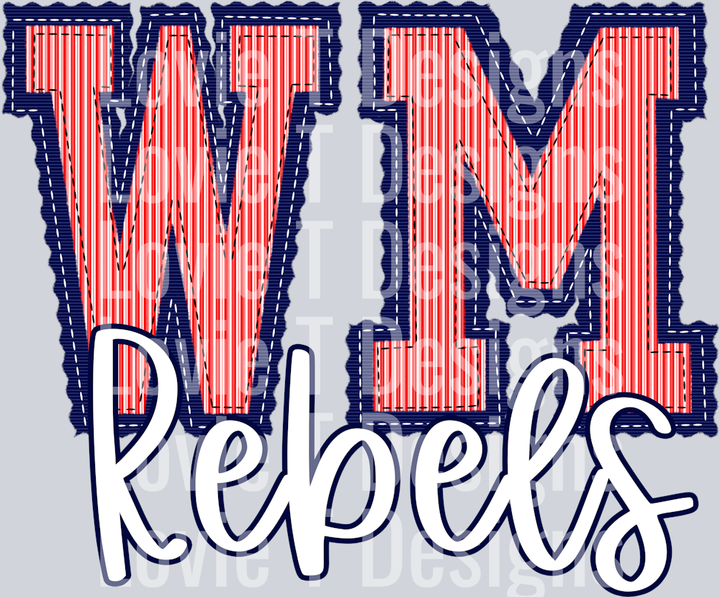 TWO INITIALS PREPSTER WM REBELS NAVY BASE RED TOP