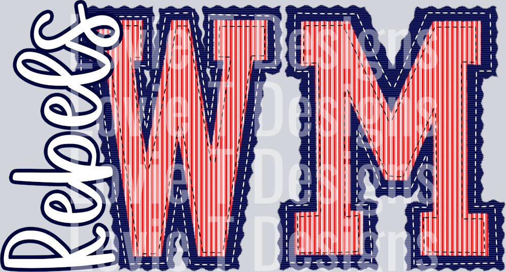 TWO INITIALS PREPSTER WM REBELS NAVY BASE RED TOP ON SIDE