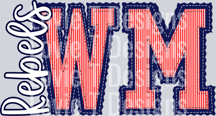 TWO INITIALS PREPSTER WM REBELS NAVY BASE RED TOP ON SIDE