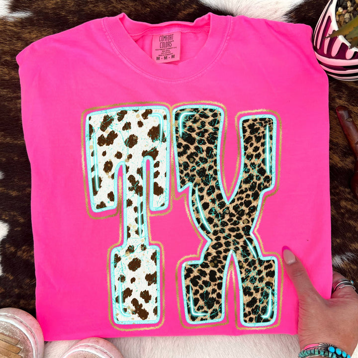 TX TURQUOISE GLOW GOLD FOIL WESTERN LEOPARD & COW PRINT