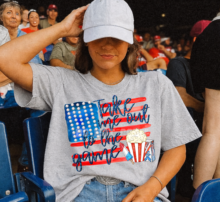 Take Me Out to the Game Baseball DTF transfer design