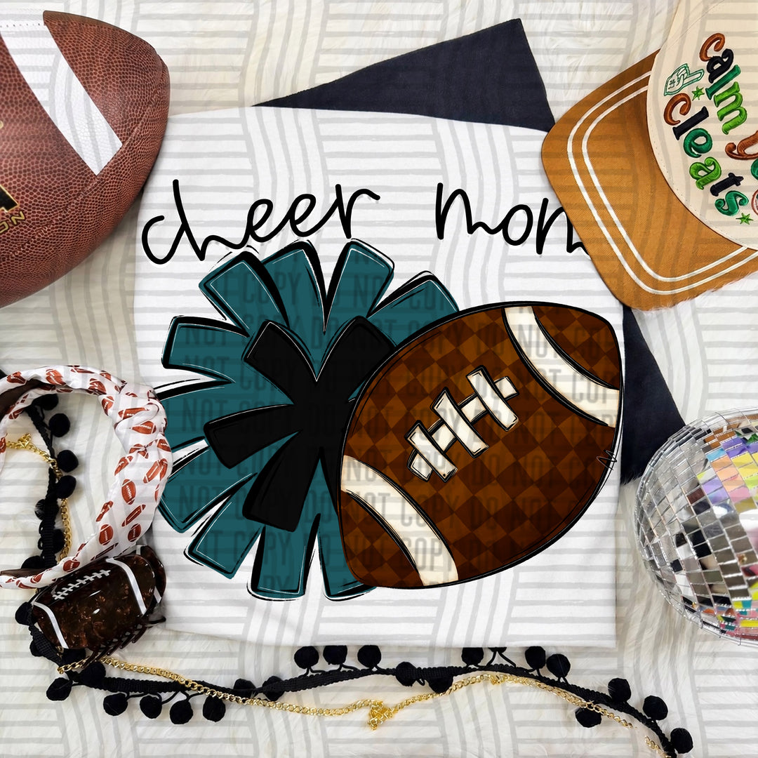 Cheer Mom DTF transfer in Teal & Black