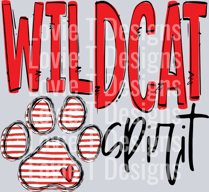 Team Go Spirit WILDCAT Paw Print Red Stripe RED