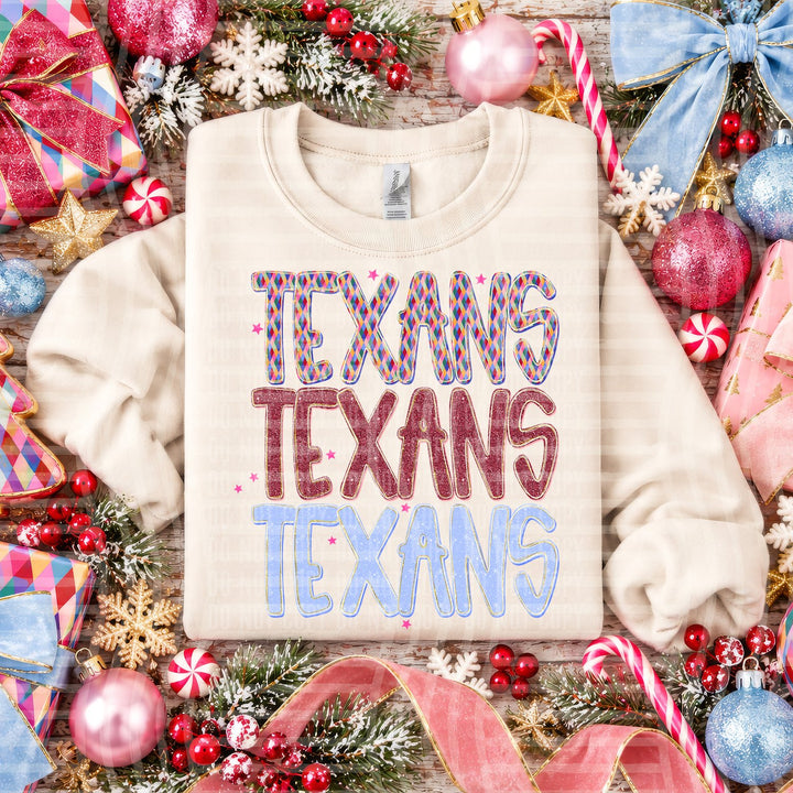 Texans Jingle Jumble Stacked Mascots DTF transfer