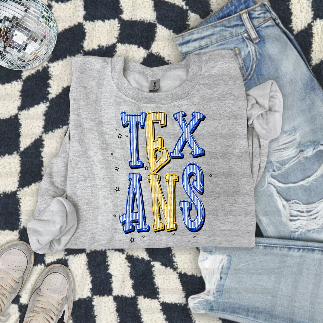 Texans Seersucker Chic Two Color Mascots DTF transfer