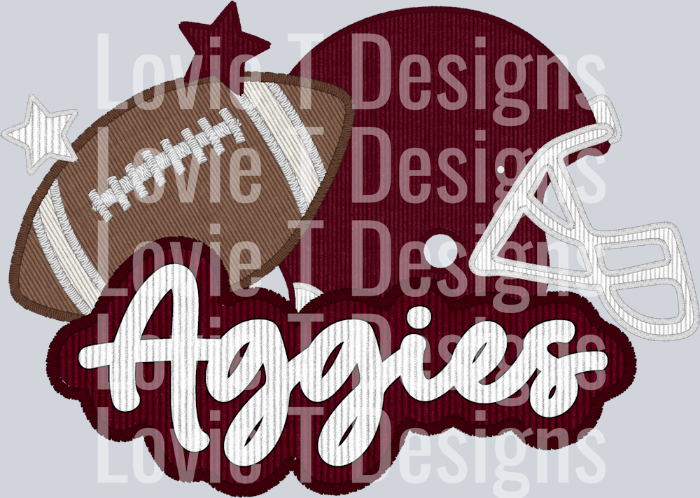 Texas Aggies Helmet and Football Faux Applique