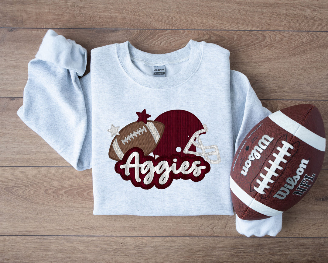 TEXAS AGGIES HELMET AND FOOTBALL FAUX APPLIQUE
