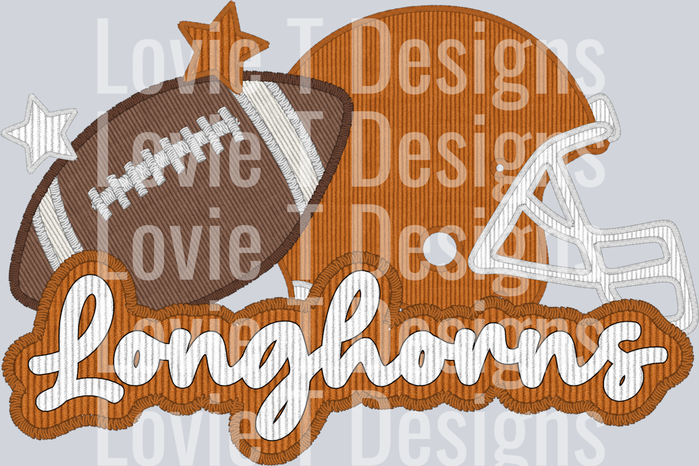 Texas Longhorns Helmet and Football Faux Applique