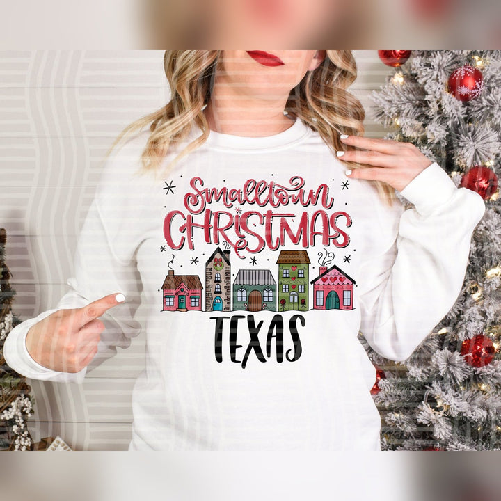 Texas Smalltown Christmas States DTF transfer