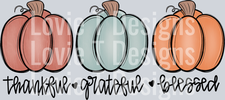Thankful Grateful Blessed Pumpkin Trio