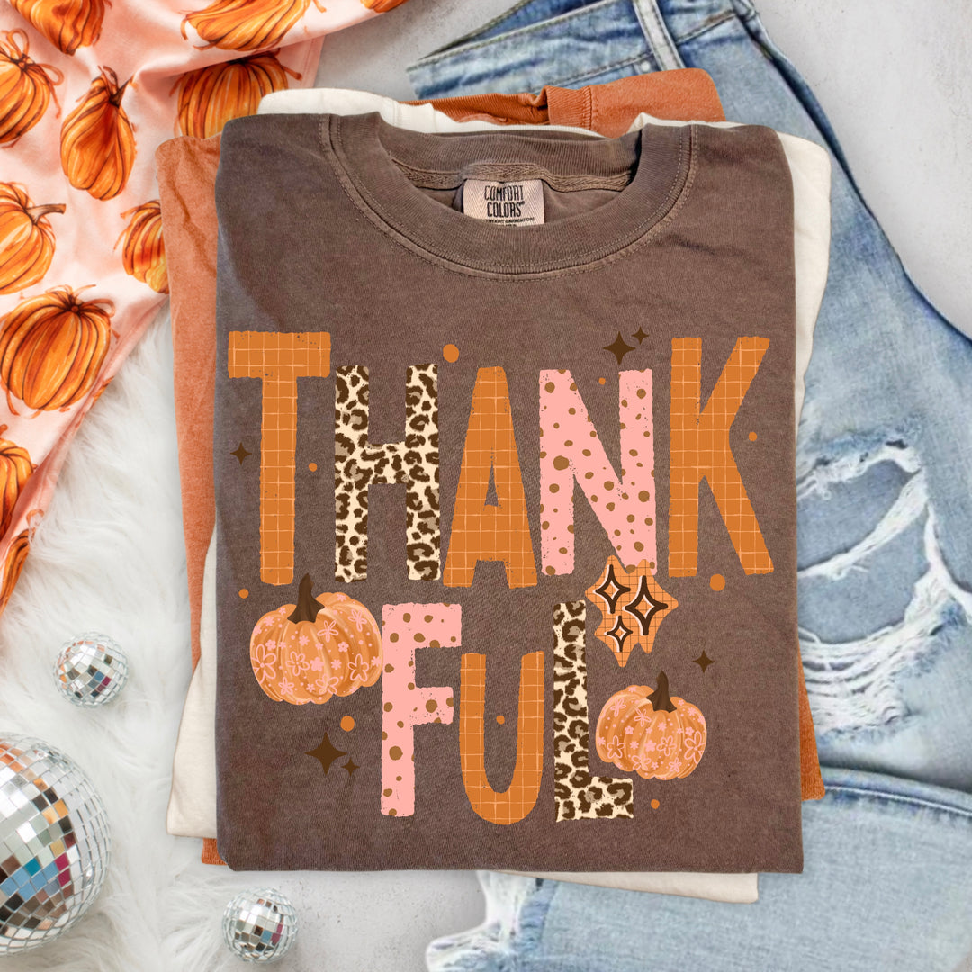 Thankful Leopard Pumpkins (Pink & Orange) DTF transfer – mockup