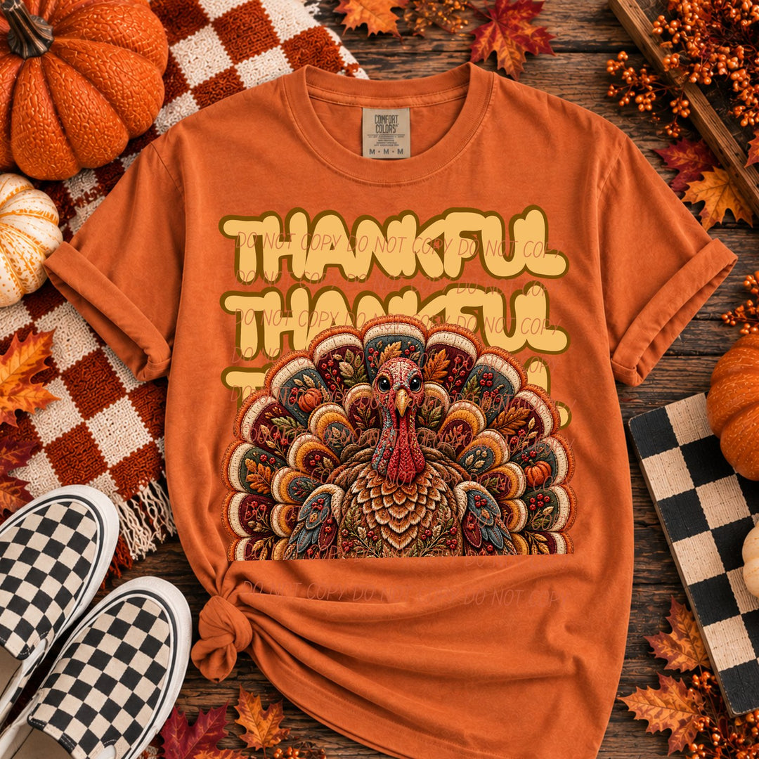 Thankful Turkey Stacked Thanksgiving DTF transfer mockup