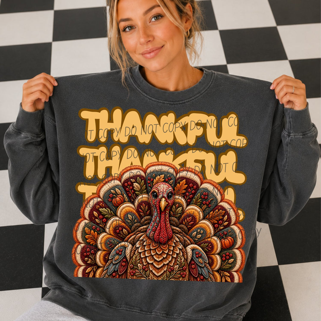 Thankful Turkey Stacked Thanksgiving DTF transfer mockup 2
