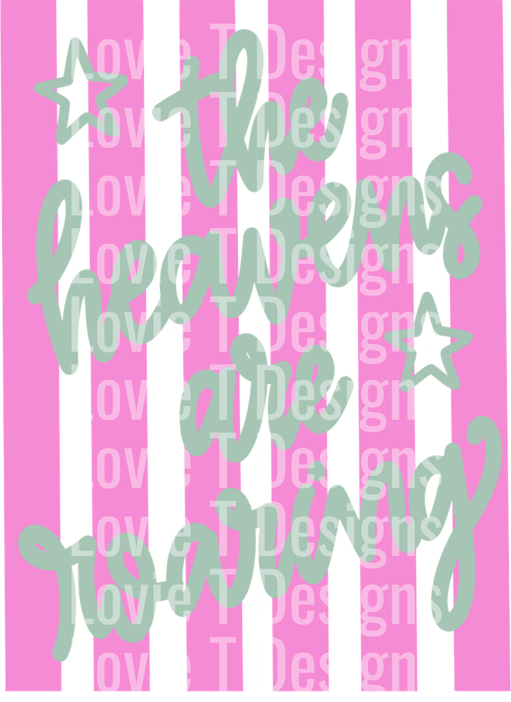 The Hearts Are Healing Script on Pink Stripes with Stars