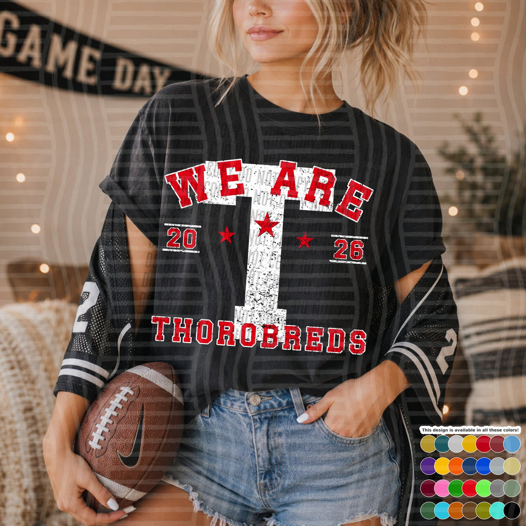 Thorobreds Varsity Initials White Outline Mascots DTF transfer