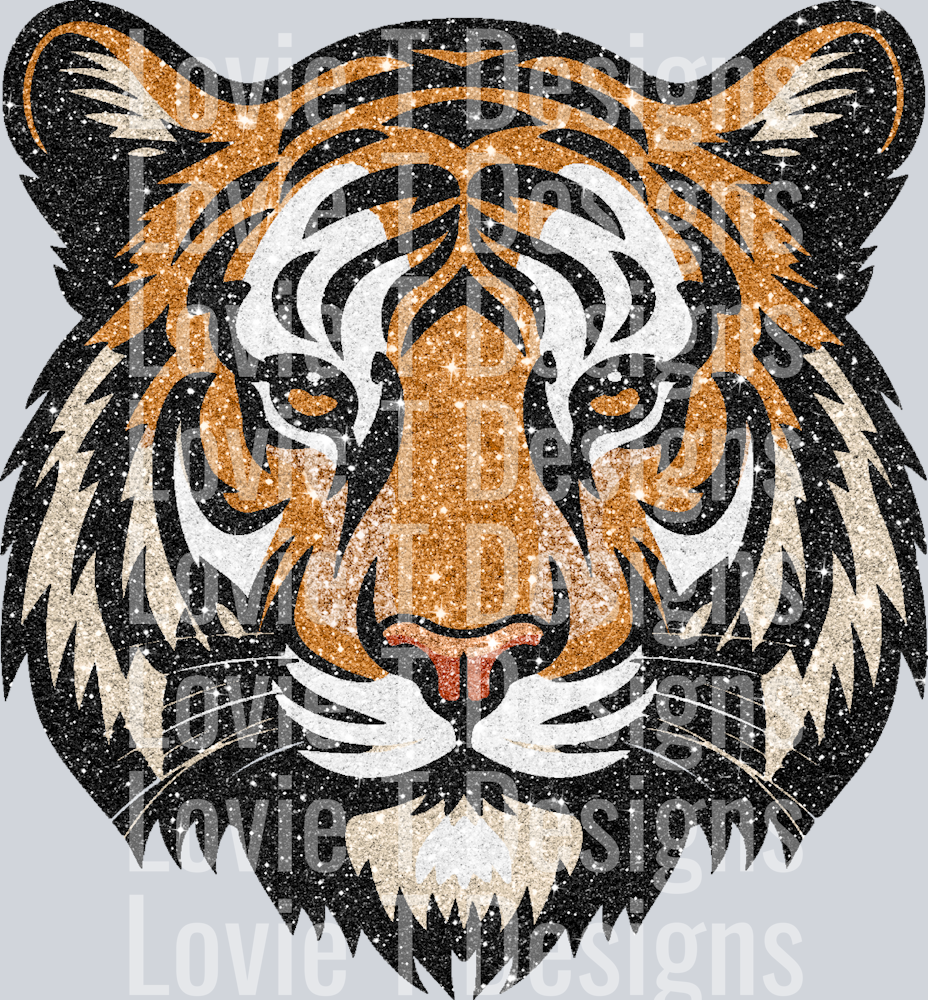 Tiger Head Glitter Mascot