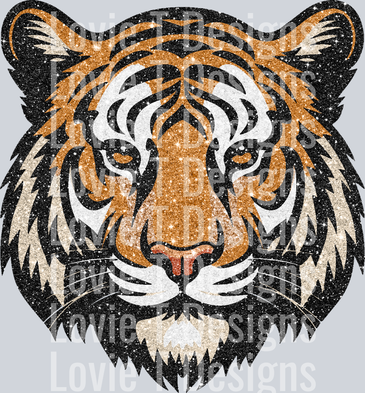 Tiger Head Glitter Mascot