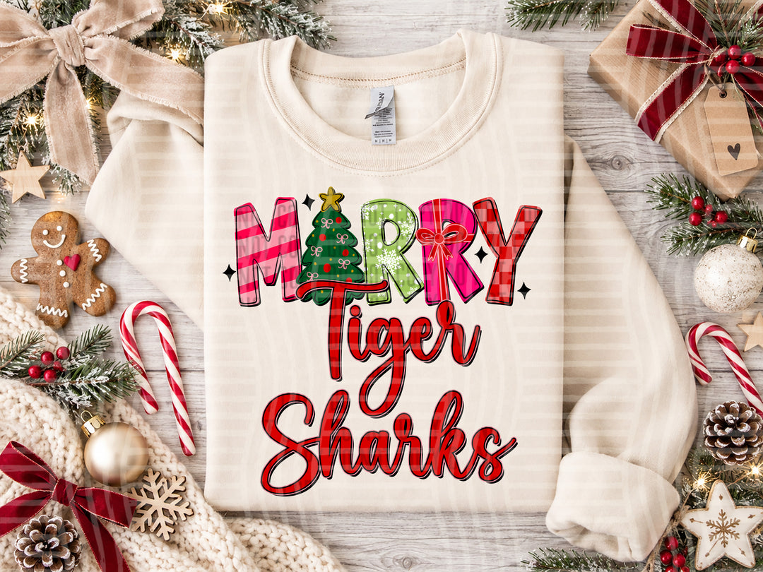 Tiger Sharks Merry mascot DTF transfer