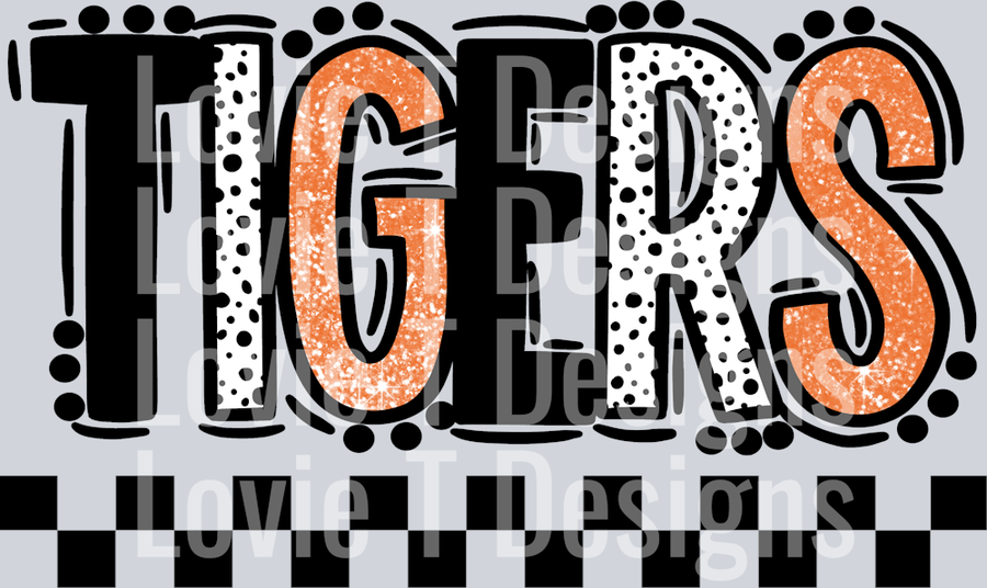 Tigers Black Orange Doodle Dot Mascot (1)