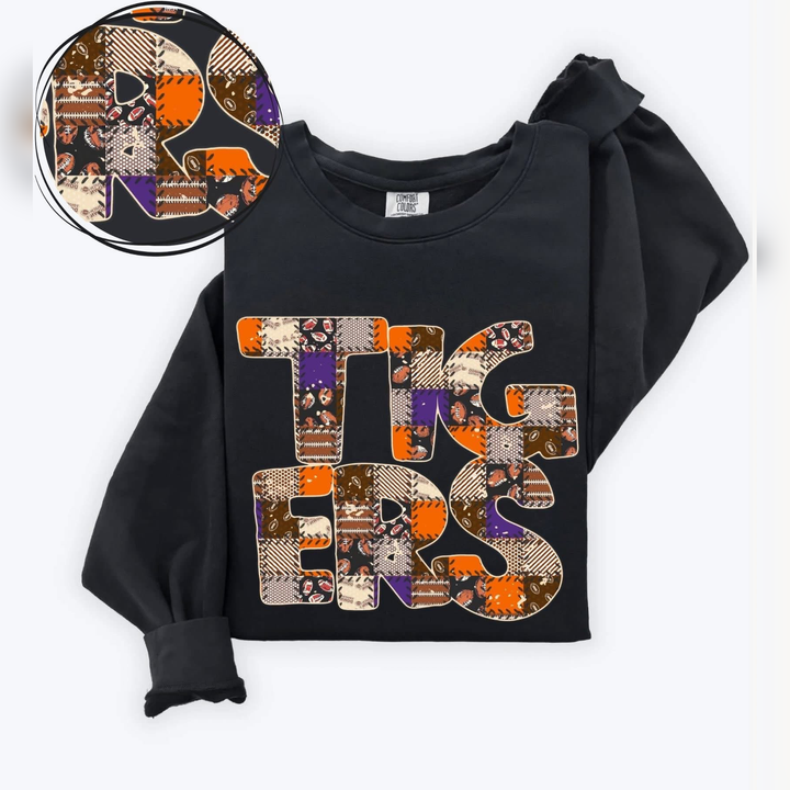 Tigers Football Quilted Orange Purple – DTF Transfer