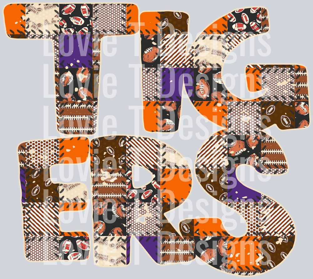 Tigers Football Quilted Orange Purple