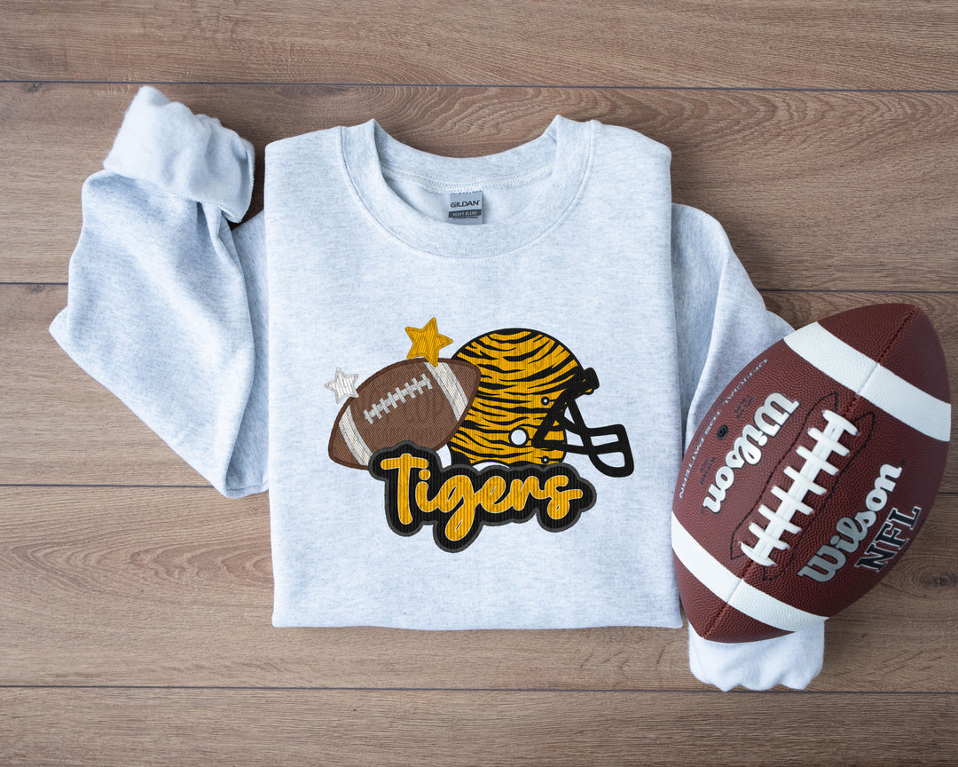TIGERS HELMET AND FOOTBALL FAUX APPLIQUE