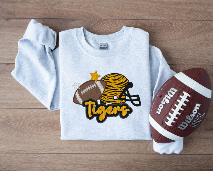 TIGERS HELMET AND FOOTBALL FAUX APPLIQUE