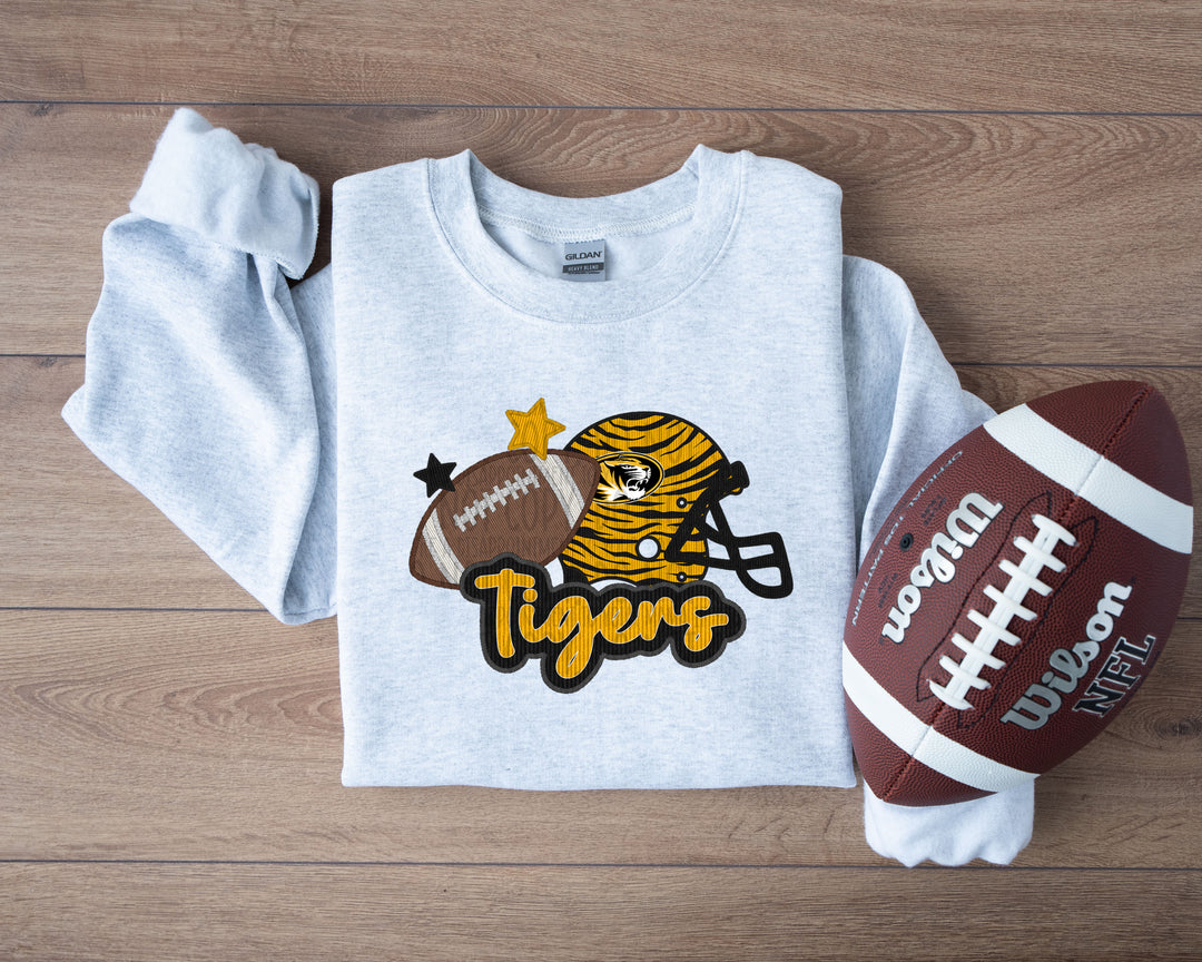 TIGERS HELMET AND FOOTBALL FAUX APPLIQUE